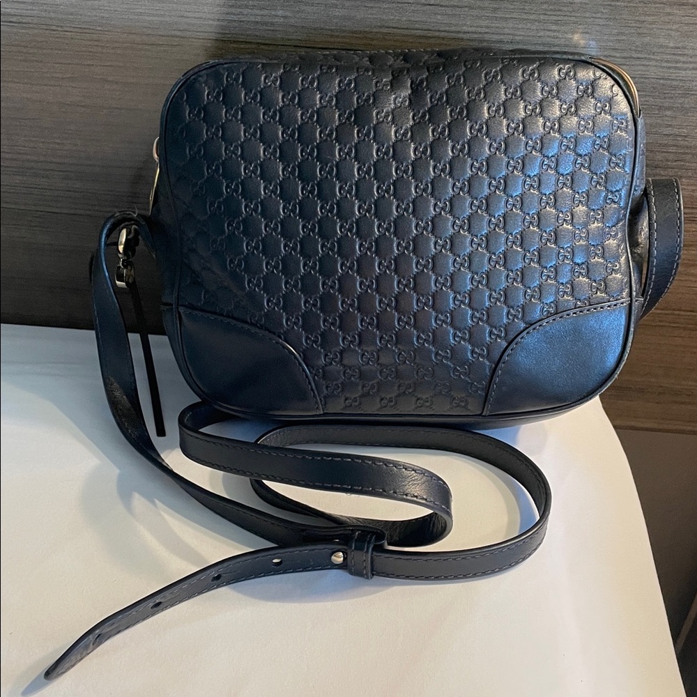 Gucci Black Leather guccisima monogram camera crossbody bag - Picture 2 of 15